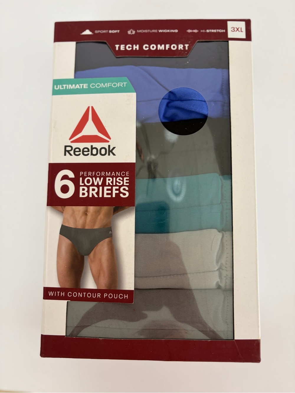 Reebok Men's 6-Pack Low Rise Briefs - Blue, Teal, Gray
